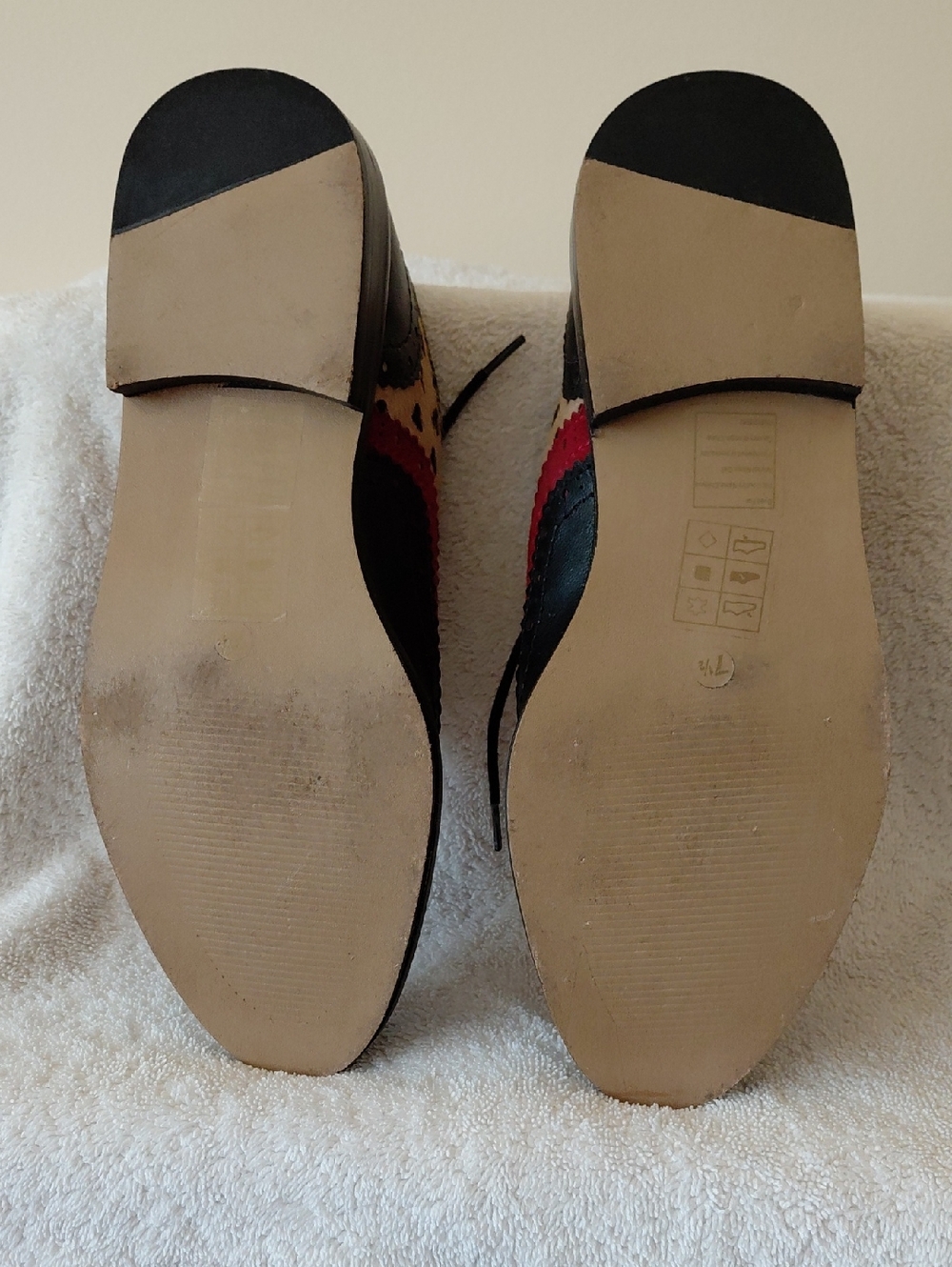 Two-Tone Wingtip Oxfords in Black, Tan & Red - Picture 4 of 4